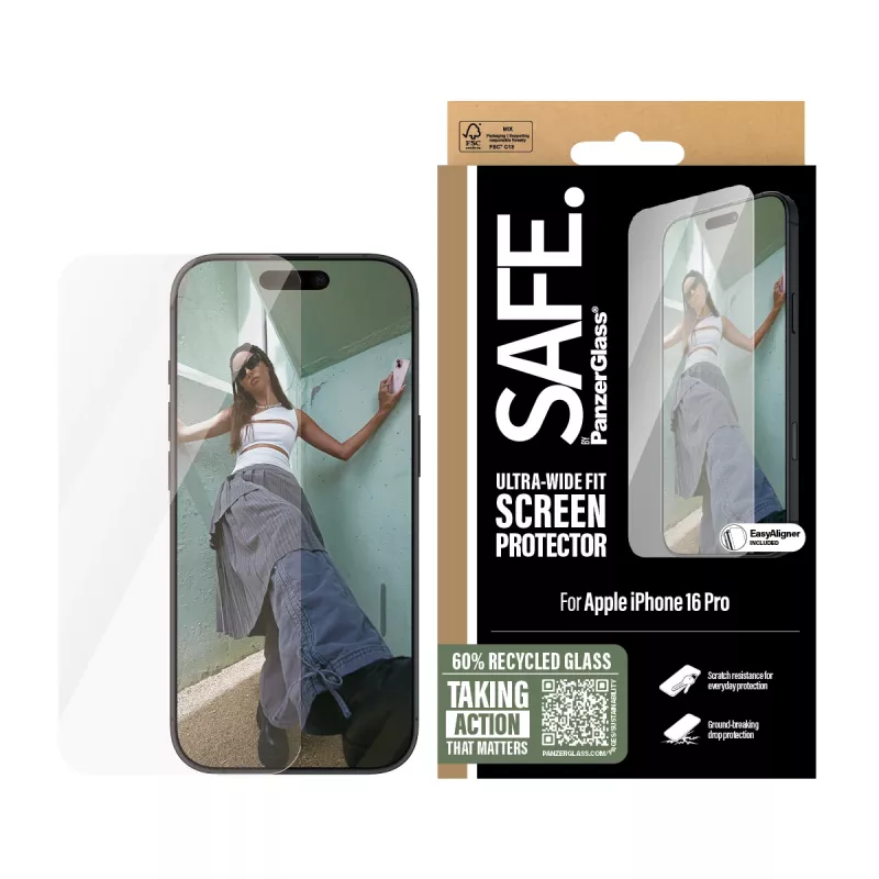 PanzerGlass SAFE. by ® pellicola protettiva per display iPhone 16 Pro | Ultra-Wide Fit