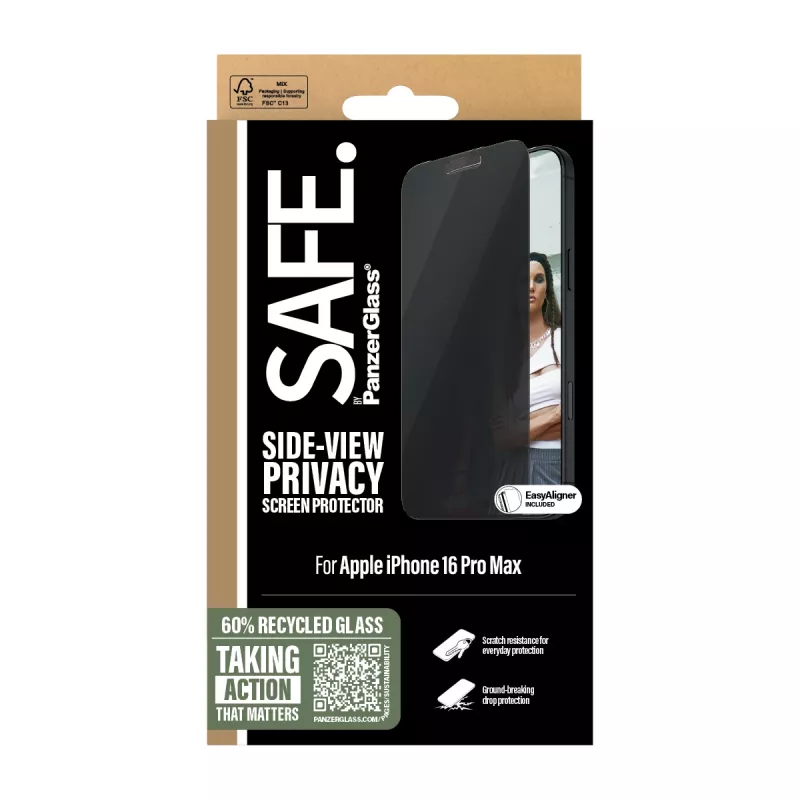 PanzerGlass SAFE. by ® pellicola protettiva privacy iPhone 16 Pro Max | Ultra-Wide Fit