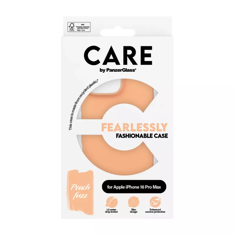 Cover PanzerGlass CARE by custodia moda Peachy iPhone 16 Pro Max trasparente