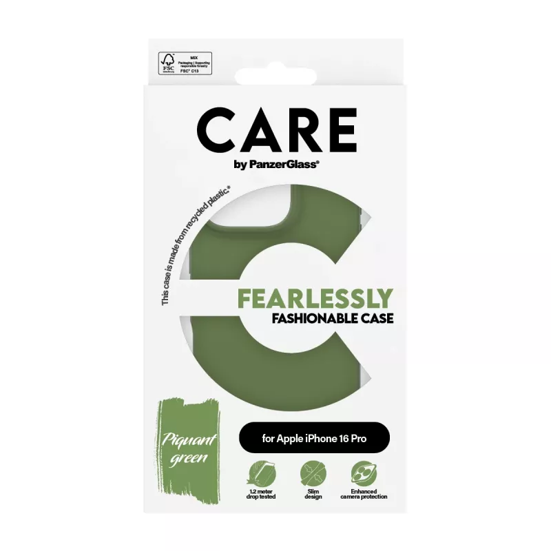Cover PanzerGlass CARE by ® custodia moda verde iPhone 16 Pro