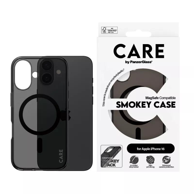 PanzerGlass CARE™ by ® custodia Urban Combat Smokey con MagSafe nero iPhone 16