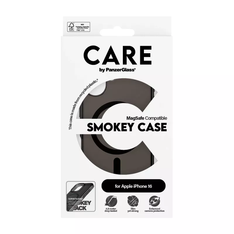 PanzerGlass CARE™ by ® custodia Urban Combat Smokey con MagSafe nero iPhone 16