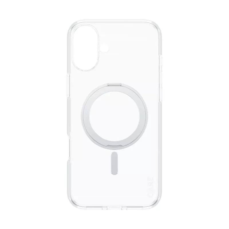PanzerGlass CARE™ by ® custodia trasparente con kickstand argento e MagSafe iPhone 16 Plus