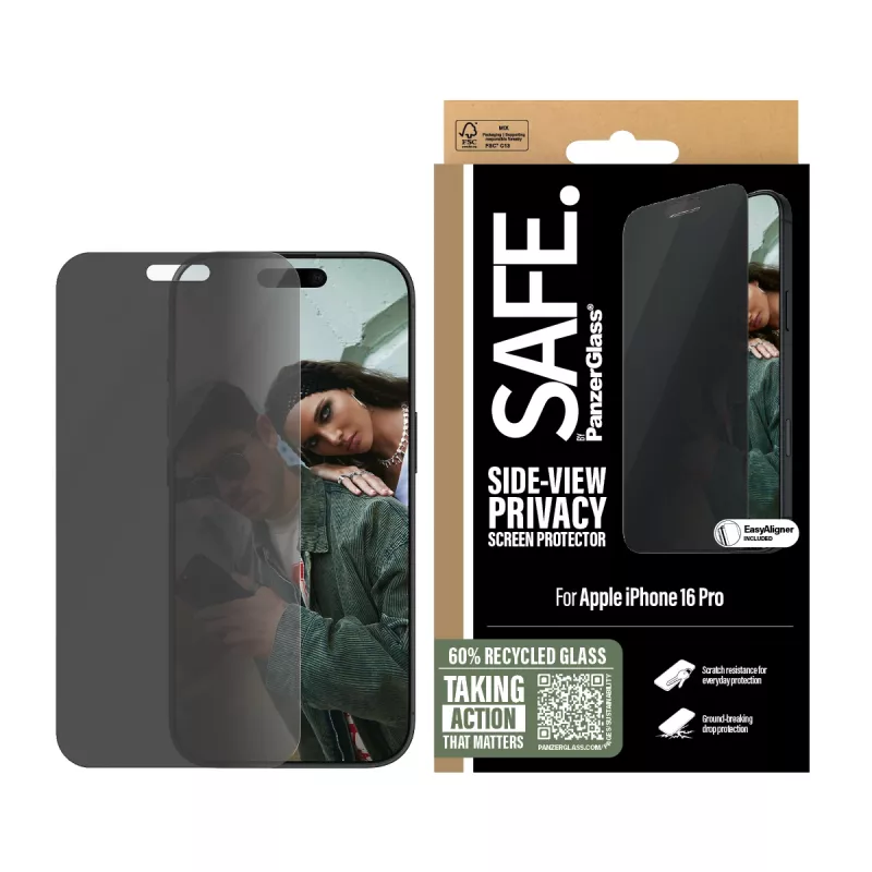 PanzerGlass SAFE. by ® pellicola protettiva privacy iPhone 16 Pro | Ultra-Wide Fit