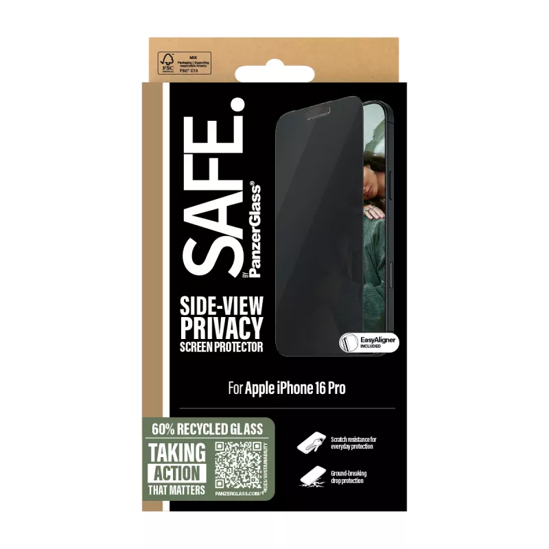 PanzerGlass SAFE. by ® pellicola protettiva privacy iPhone 16 Pro | Ultra-Wide Fit