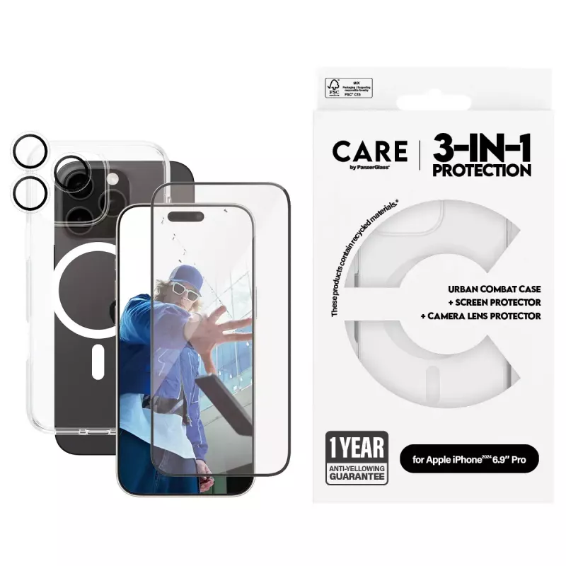 PanzerGlass ® | CARE by ® bundle Flagship 3-in-1 iPhone 16 Pro Max