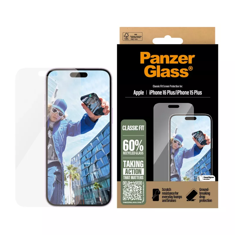 PanzerGlass® pellicola protettiva per display iPhone 16 Plus | 15 Plus | Classic Fit