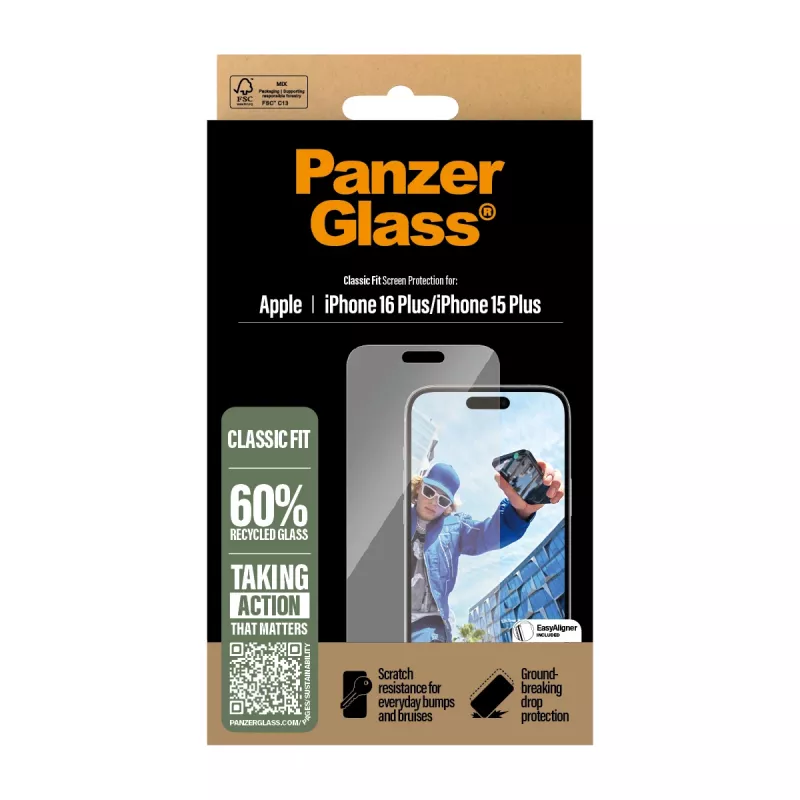 PanzerGlass® pellicola protettiva per display iPhone 16 Plus | 15 Plus | Classic Fit