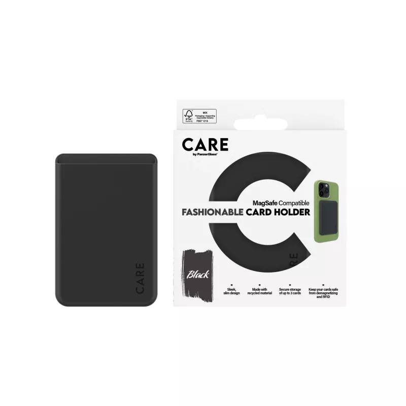 Cover PanzerGlass CARE by Fashionable Card Holder nero iPhone trasparente