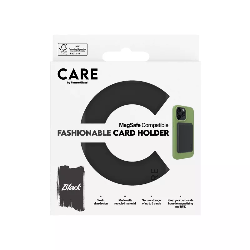 Cover PanzerGlass CARE by Fashionable Card Holder nero iPhone trasparente
