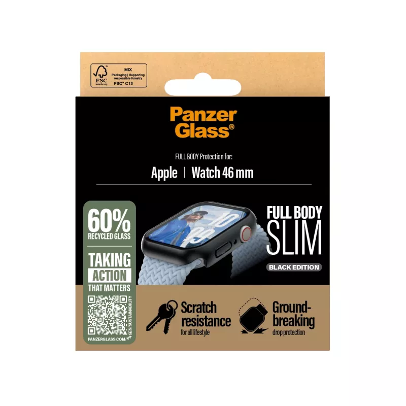 Pellicola protettiva PanzerGlass Snappie Full Body sottile nero Apple Watch Series 10 46mm