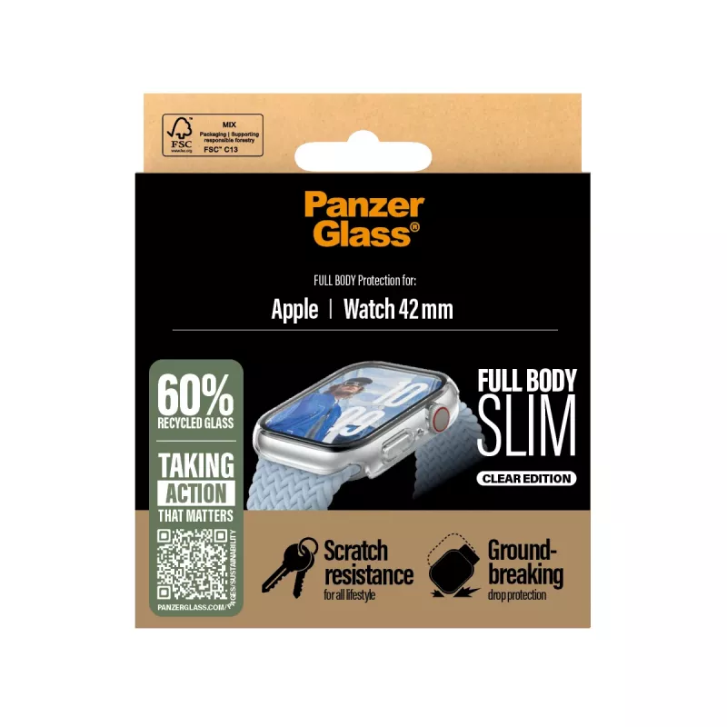 PanzerGlass Snappie Full Body Slim pellicola protettiva per Apple Watch 10 42mm, trasparente