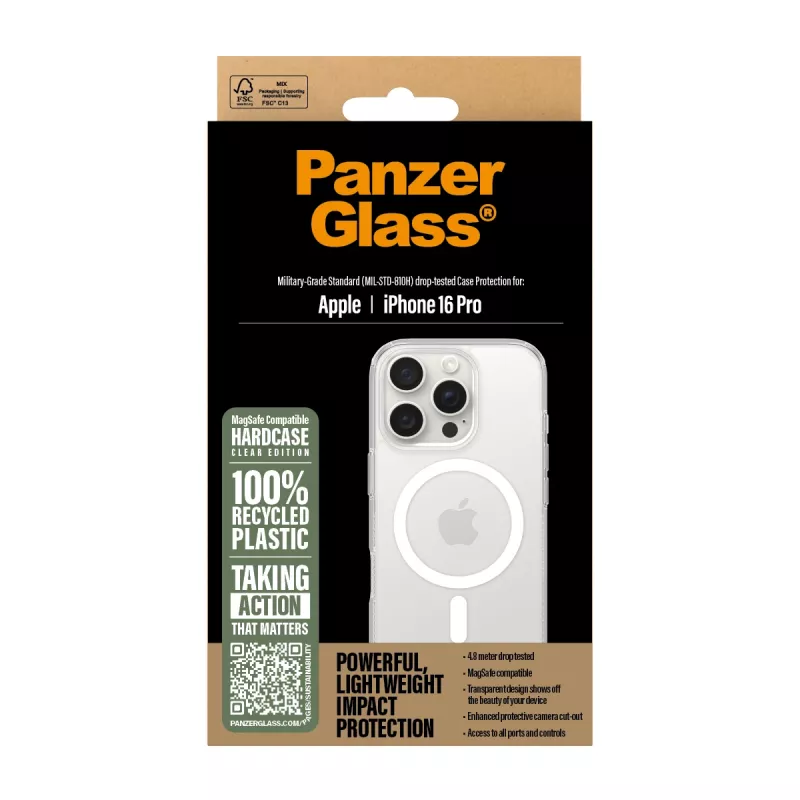 Cover PanzerGlass HardCase trasparente con MagSafe bianco iPhone 16 Pro