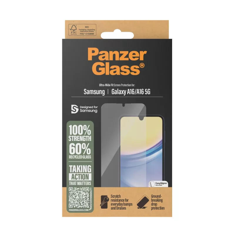 Pellicola protettiva PanzerGlass ® Samsung Galaxy A16 | A16 5G | Ultra-Wide Fit con EasyAligner