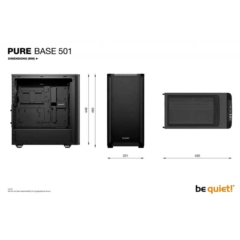 Case PC be quiet! PURE BASE 501 Black Midi Tower (confezione aperta)