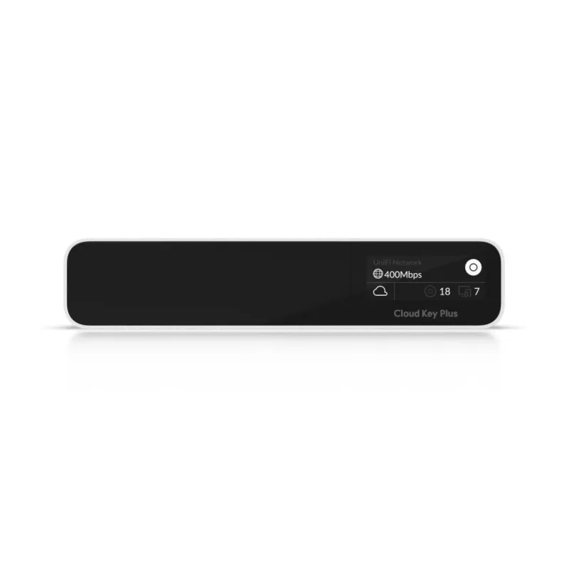 Gateway/controller di rete UBIQUITI CloudKey+ UCK-G2-SSD con SSD da 1 TB, 3 GB RAM, display OLED, PoE, Gigabit Ethernet