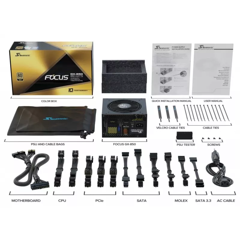 Alimentatore SEASONIC Focus Gx 850 W 20+4 pin ATX ATX nero