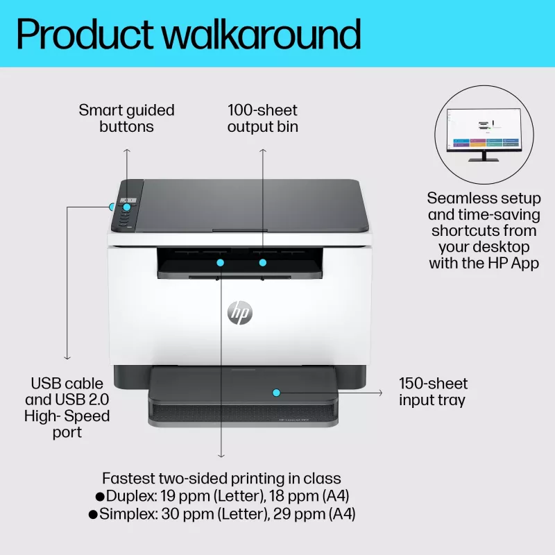 Stampante multifunzione HP LaserJet MFP M234d — laser monocromatica, 29 ppm, fronte-retro, Ethernet, A4