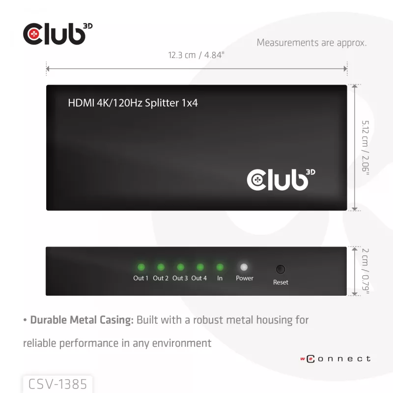 CLUB3D splitter HDMI™ 1 a 4 4K120Hz