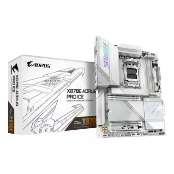 Scheda madre GIGABYTE X870E AORUS PRO ICE — AMD X870E, socket AM5, ATX, DDR5, 4×DIMM, Wi‑Fi 7, LAN 2.5Gb