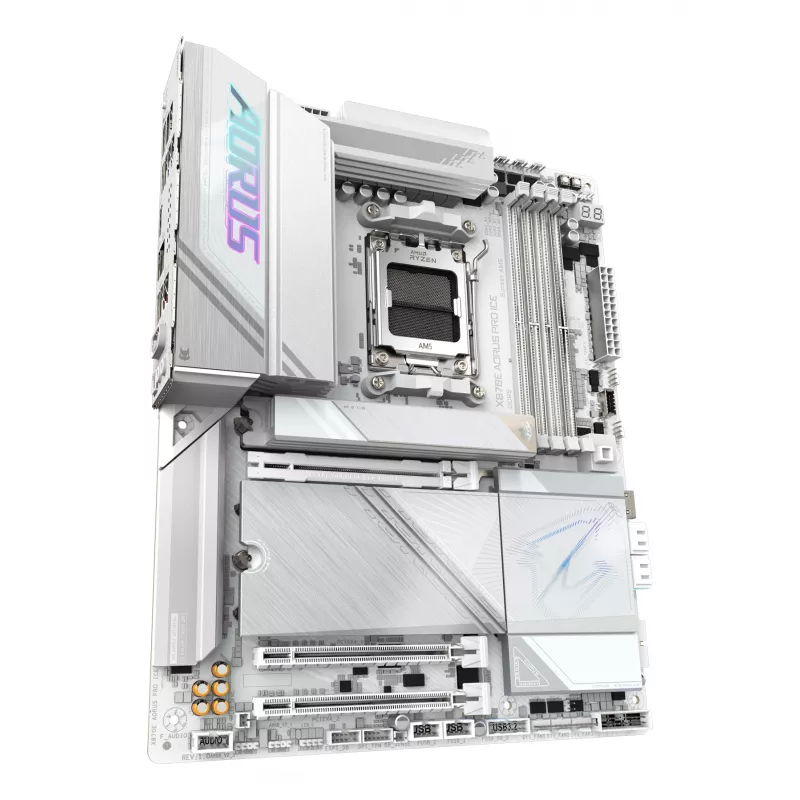 Scheda madre GIGABYTE X870E AORUS PRO ICE — AMD X870E, socket AM5, ATX, DDR5, 4×DIMM, Wi‑Fi 7, LAN 2.5Gb