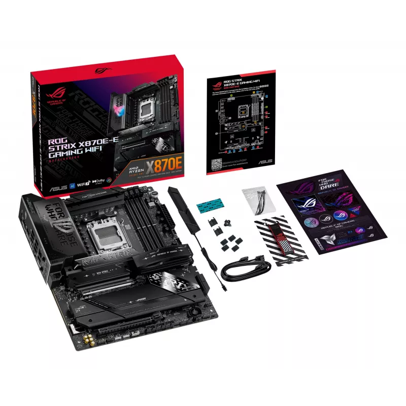 Scheda madre ASUS ROG STRIX X870E-E GAMING WIFI ATX, AMD X870E, Socket AM5, DDR5, 4 DIMM, Wi‑Fi 7, Bluetooth 5.4, 5Gb LAN