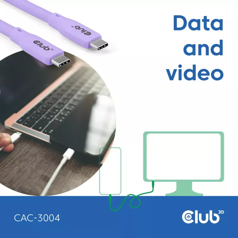 Cavo USB-C CLUB3D CAC-3004 2m viola