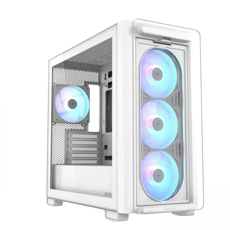 ASUS A23 PLUS TG ARGB WHITE, PC, bianco, micro ATX, Mini-ITX, Multi, 16,5 cm, 38 cm