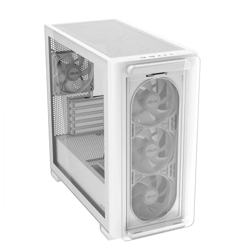 ASUS A23 PLUS TG ARGB WHITE, PC, bianco, micro ATX, Mini-ITX, Multi, 16,5 cm, 38 cm