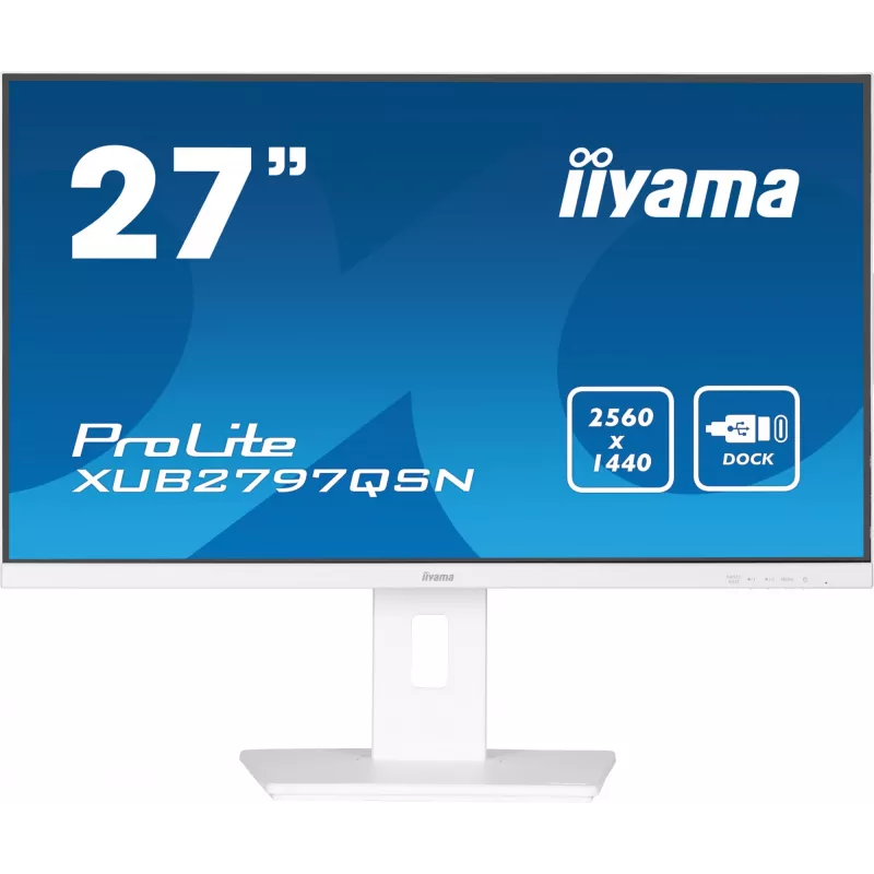 iiyama ProLite XUB2797QSN-W2 monitor QHD IPS da 27 pollici, docking USB-C, bianco