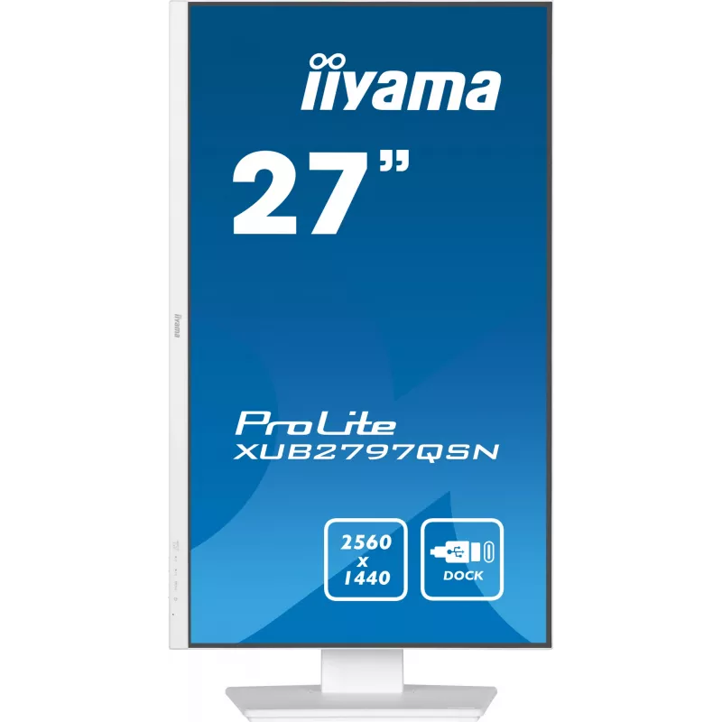 iiyama ProLite XUB2797QSN-W2 monitor QHD IPS da 27 pollici, docking USB-C, bianco
