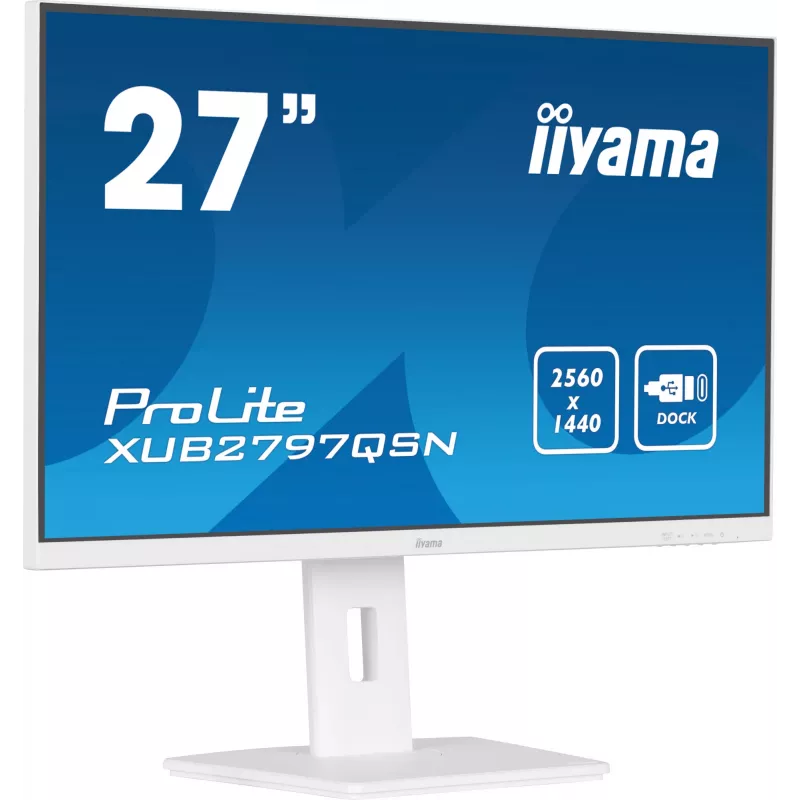 iiyama ProLite XUB2797QSN-W2 monitor QHD IPS da 27 pollici, docking USB-C, bianco