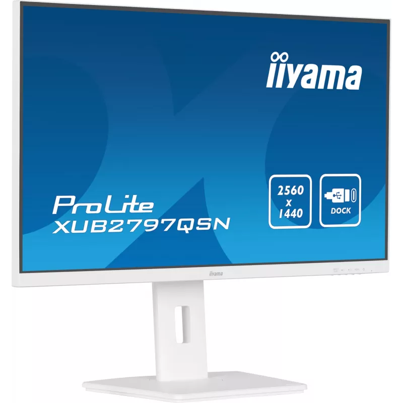 iiyama ProLite XUB2797QSN-W2 monitor QHD IPS da 27 pollici, docking USB-C, bianco