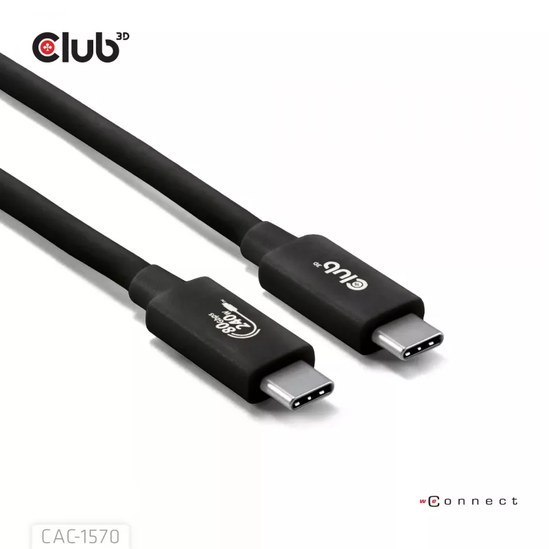Cavo USB Type-C CLUB3D CAC-1570 1,2m — 80Gbps, 240W, supporta 8K@240Hz, nero
