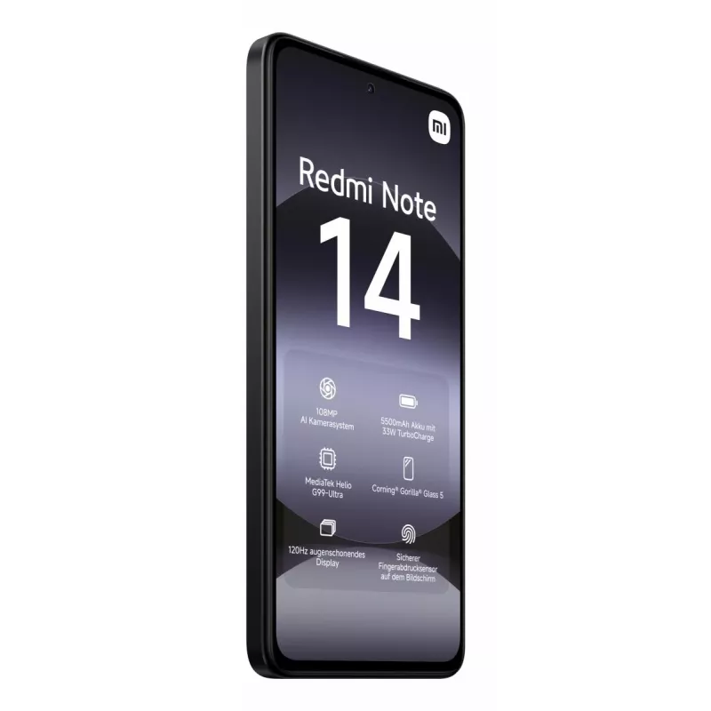 Smartphone Xiaomi Redmi Note 14 6,67 inch AMOLED 120Hz, 6 GB RAM, 128 GB, 108 MP, 5500 mAh, IP54, nero