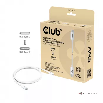 Cavo CLUB3D USB 80Gbps certificato 240W 8K240Hz Type-C® 1.2m / 3.94ft nero
