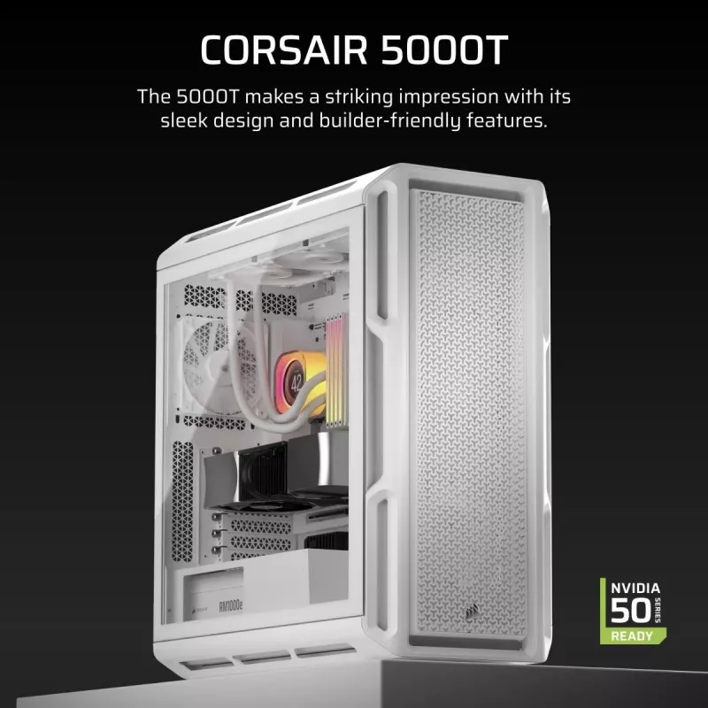 Case PC CORSAIR - 5000T Mid-Tower High-Performance - bianco