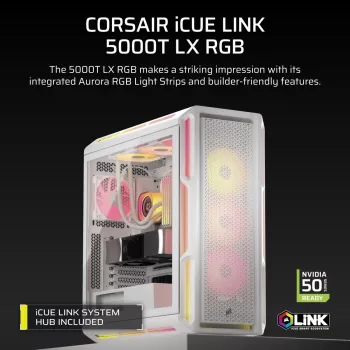 Case PC CORSAIR - 5000T LX RGB Midi-Tower (tempered Glass) bianco