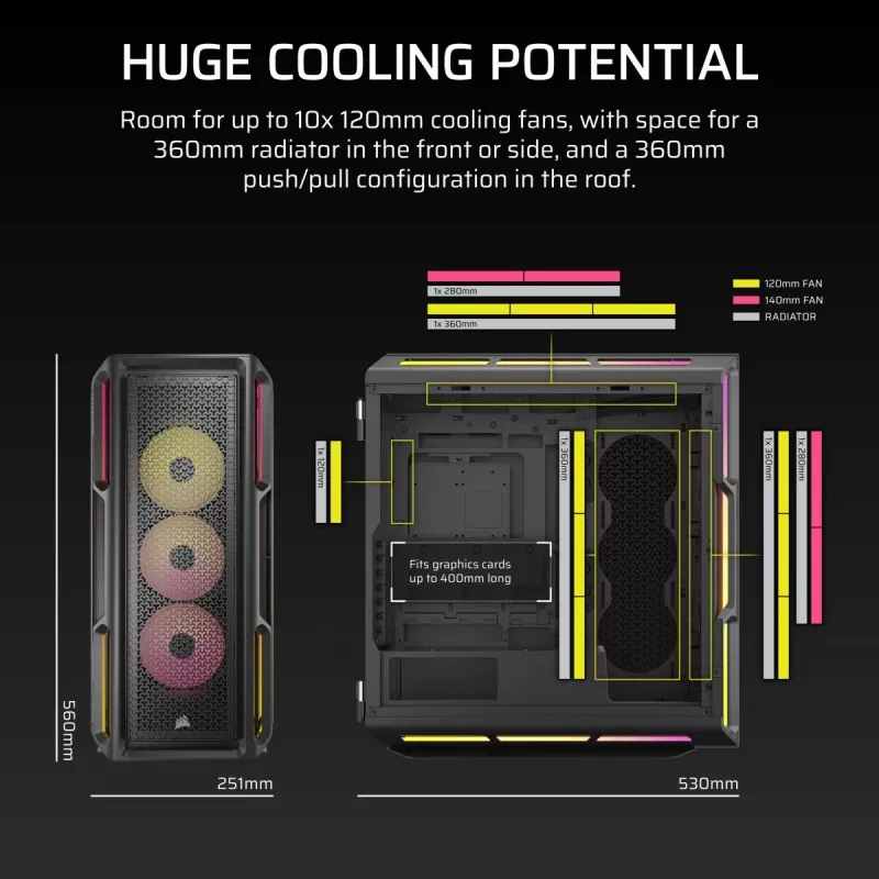 Case PC CORSAIR - Icue Link 5000t Lx RGB Mid-Tower High-Performance