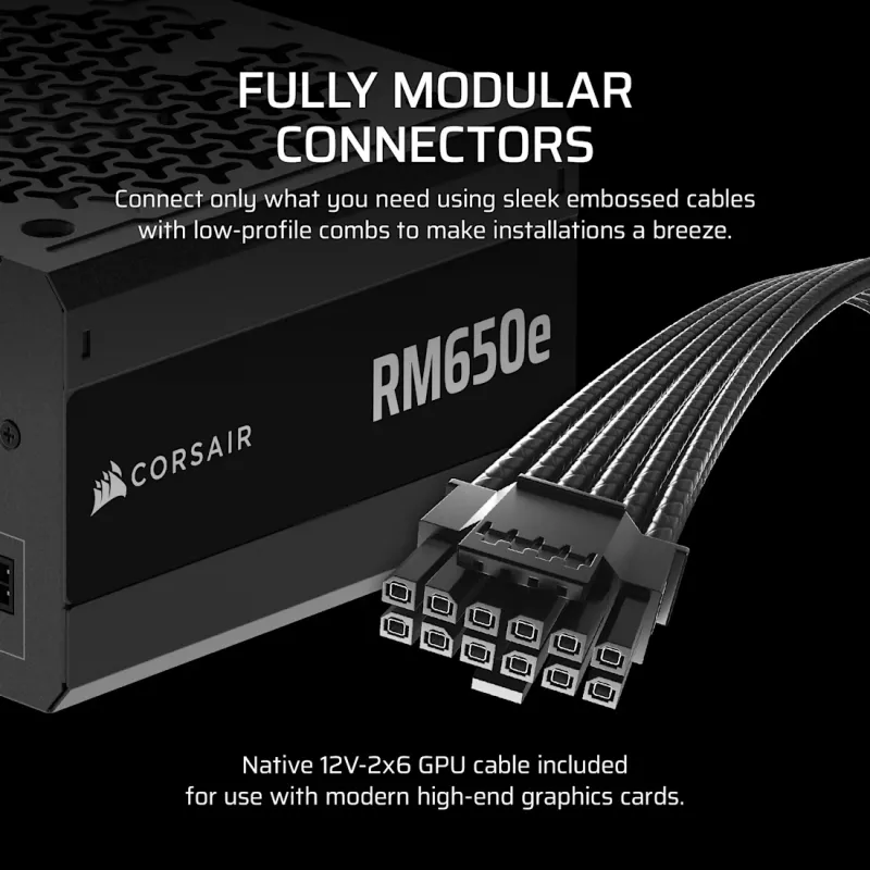 Alimentatore CORSAIR - serie RMe RM650e completamente modulare, silenzioso ATX 650W