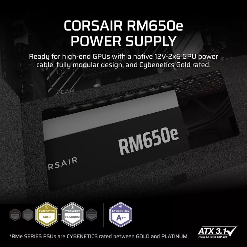 Alimentatore CORSAIR - serie RMe RM650e completamente modulare, silenzioso ATX 650W