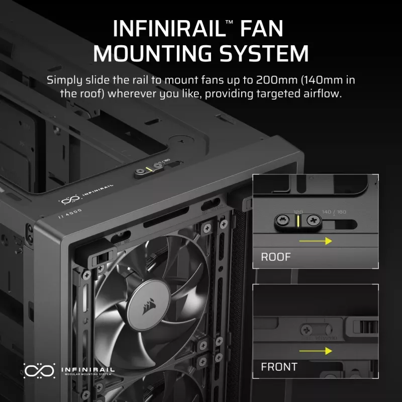 Case PC CORSAIR FRAME 4000D RS Midi Tower — nero, supporto EATX, vetro temperato, USB-C, 3 ventole frontali da 120 mm