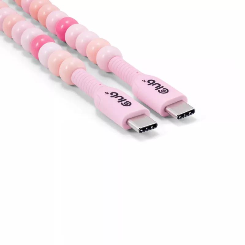 Club 3D CAC-3010 cavo con perline da USB-C a USB-C, 2 m, PD 60 W, 480 Mbps, rosa