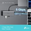TP-Link UH5020C hub USB-C a 5 porte, HDMI 4K@60Hz, 100 W Power Delivery, 1x USB-C, 2x USB-A, 5 Gbps, alluminio, grigio