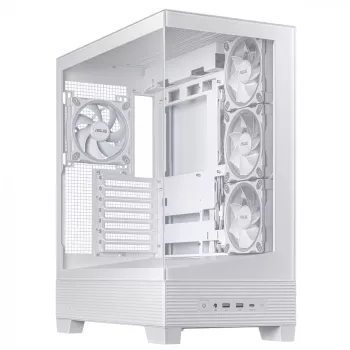 Case PC ASUS A31 Plus TG ARGB WHITE Midi Tower — ATX, vetro temperato, ARGB, 3x120mm + 1x120mm ventole, GPU 38 cm, dissipatore CPU 165 mm