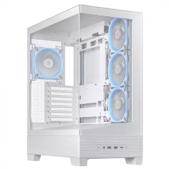 Case PC ASUS A31 Plus TG ARGB WHITE Midi Tower — ATX, vetro temperato, ARGB, 3x120mm + 1x120mm ventole, GPU 38 cm, dissipatore CPU 165 mm