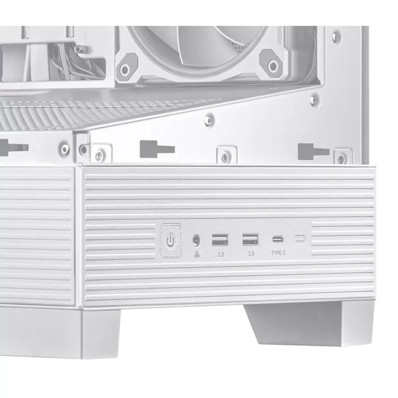Case PC ASUS A31 Plus TG ARGB WHITE Midi Tower — ATX, vetro temperato, ARGB, 3x120mm + 1x120mm ventole, GPU 38 cm, dissipatore CPU 165 mm