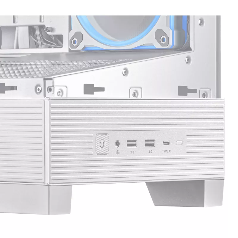 Case PC ASUS A31 Plus TG ARGB WHITE Midi Tower — ATX, vetro temperato, ARGB, 3x120mm + 1x120mm ventole, GPU 38 cm, dissipatore CPU 165 mm