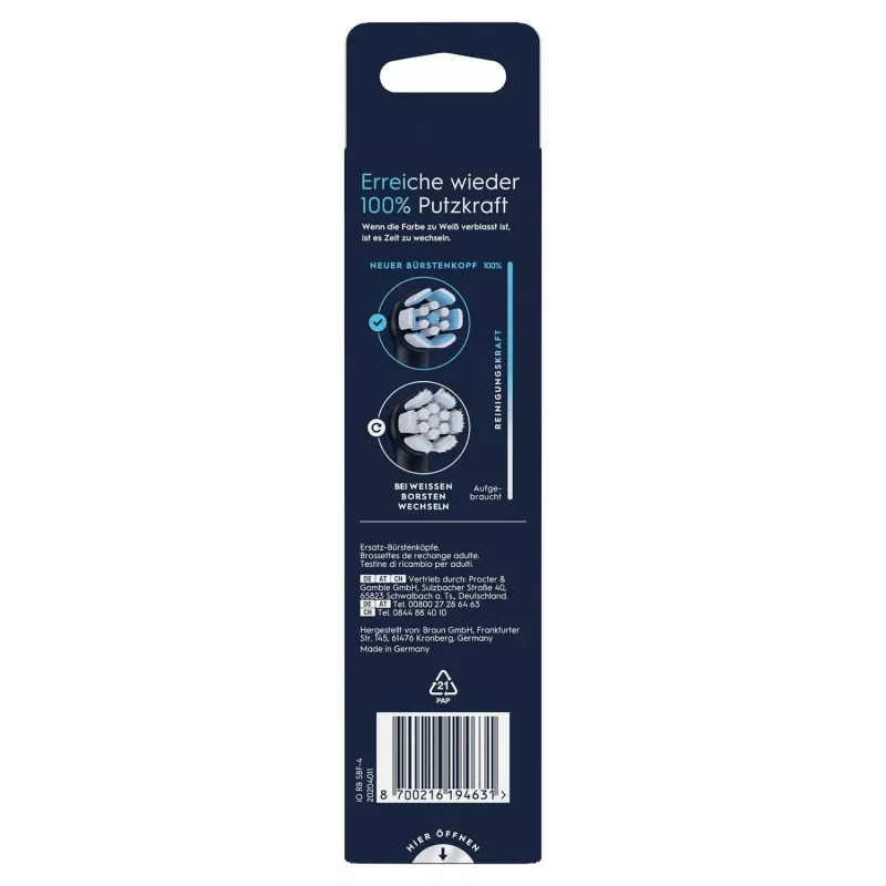 Oral-B 194631 Testina per spazzolino 4 pz. nero