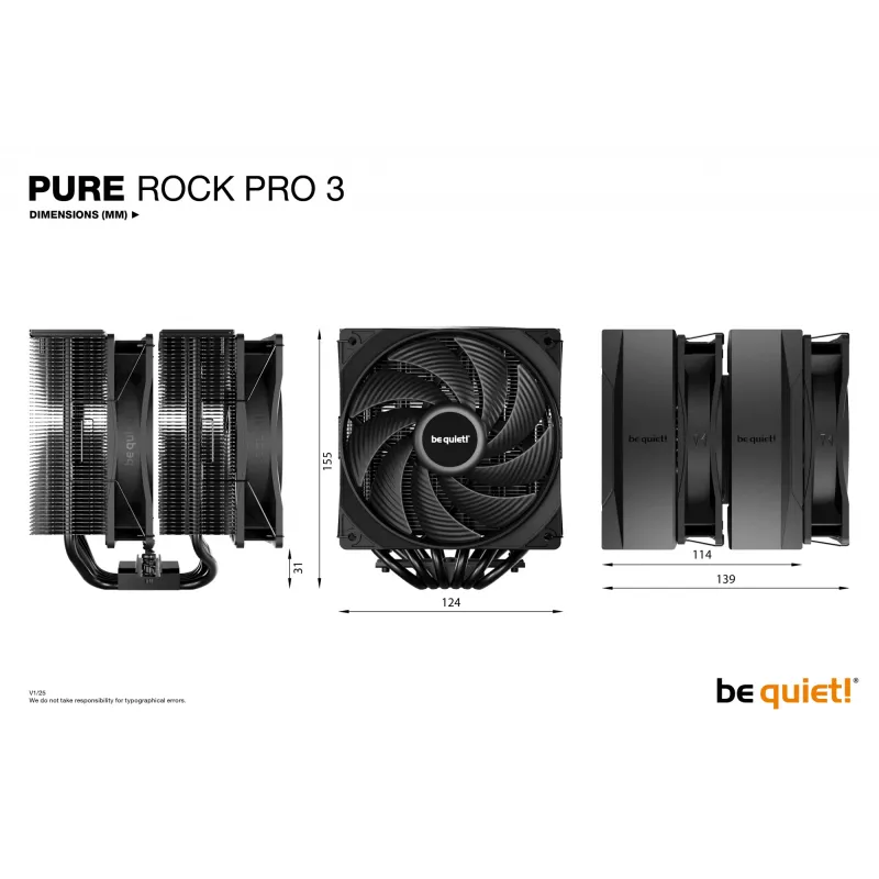be quiet! Pure Rock Pro 3 nero dissipatore ad aria per processore 12 cm 1 pz.
